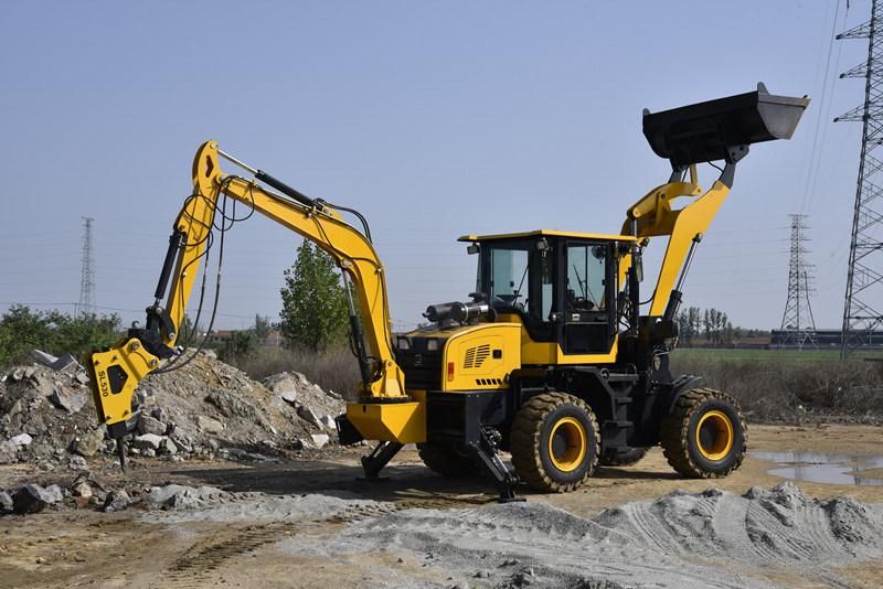 China Top Class Quick Hitch Backhoe Loader with Breaker Auger Mower