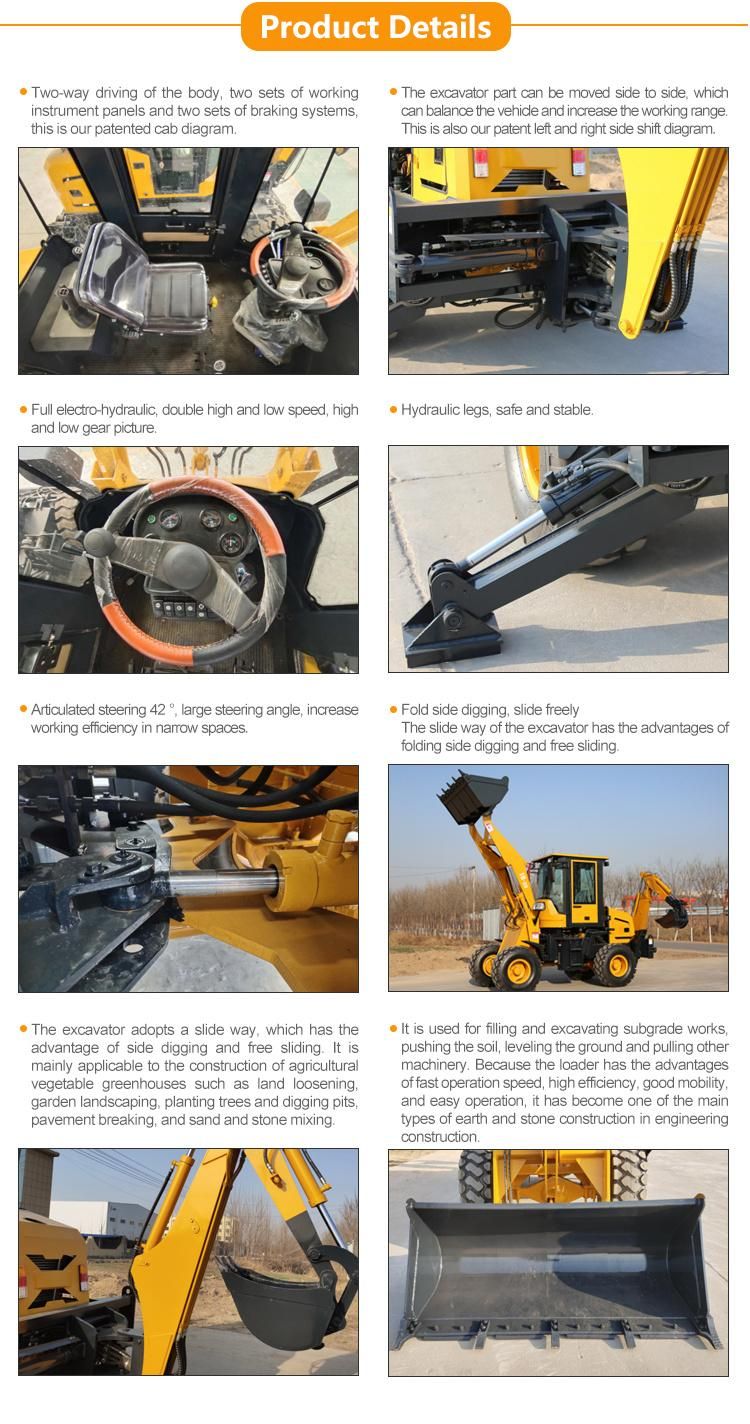 10 % off CE Cheap Price New Compact Mini Backhoe Wheel Loader Small Loader Backhoe with Attachment Accept Customized 1ton 2ton 3ton 5ton by Sea