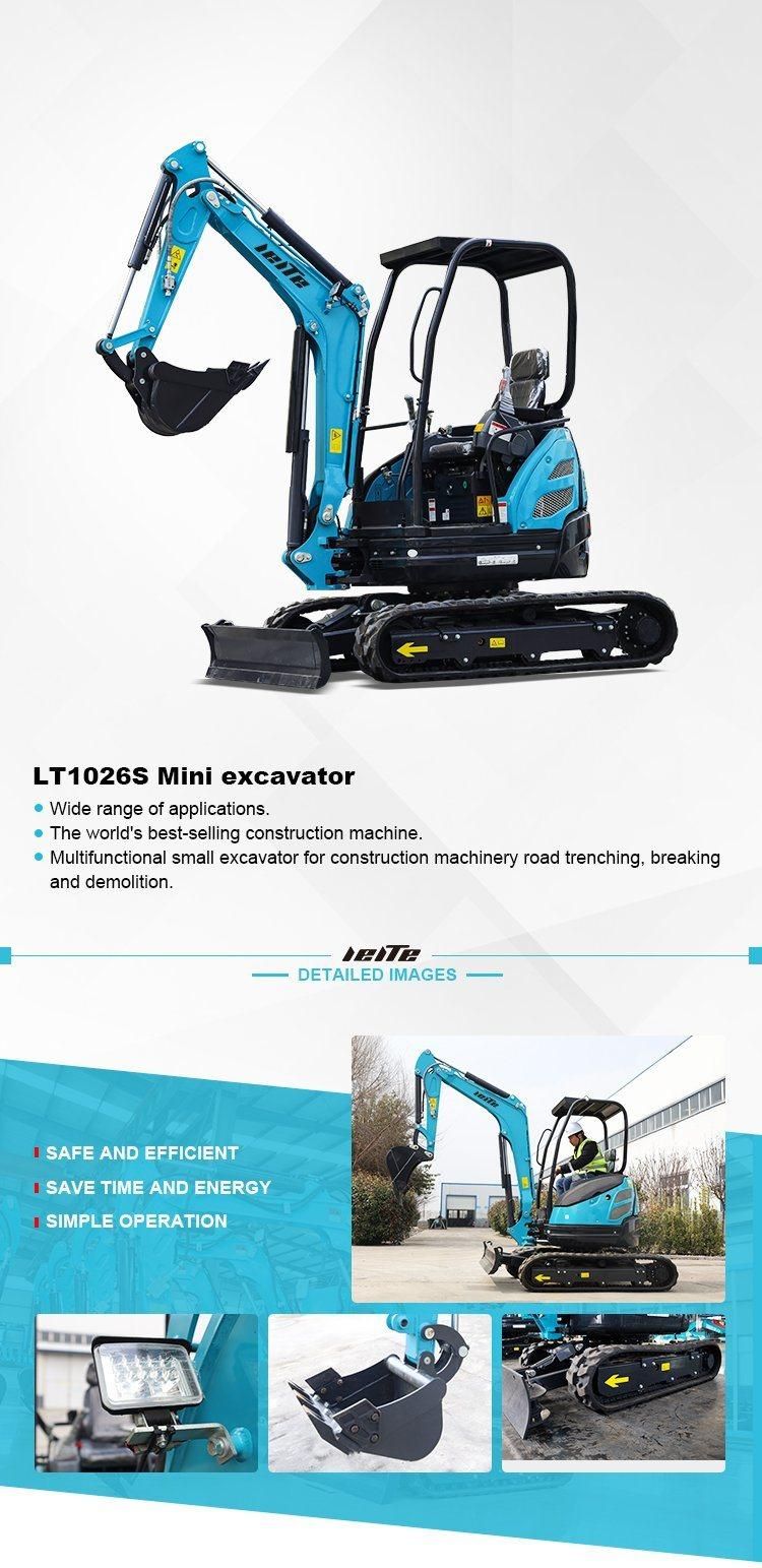 2021 China Small Mini Excavator 2 Ton 2.6 Ton Lt1026s with Boom Swing for Sale
