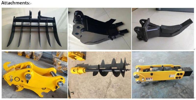 Construction Machinery 1 Ton Hot Sale Mini Digger with Attachments From Manufacture