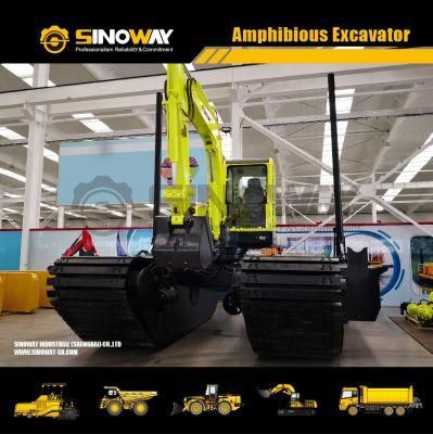 Small Mini 15ton Wetland Excavator with Additional Pontoons for Marsh and Swamps