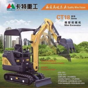 Best Sellers 1.8t Small Excavator, CT18-9dp (1.8t&0.04 M3) with Cabin, Hydraulic Backhoe Mini Excavator