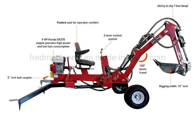 Safety Mini Excavator Best Seller Atbh9 ATV&UTV Backhoe Digger