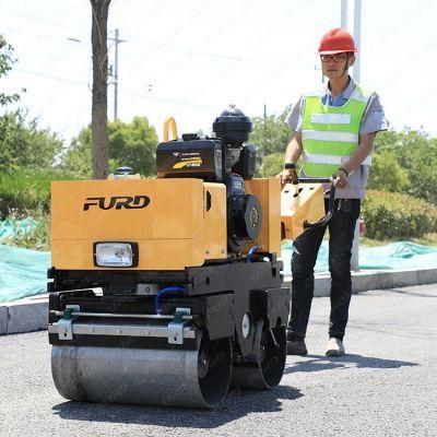 High Quality 800kg Walk Behind Double Drum Honda Gasoline Vibration Road Roller