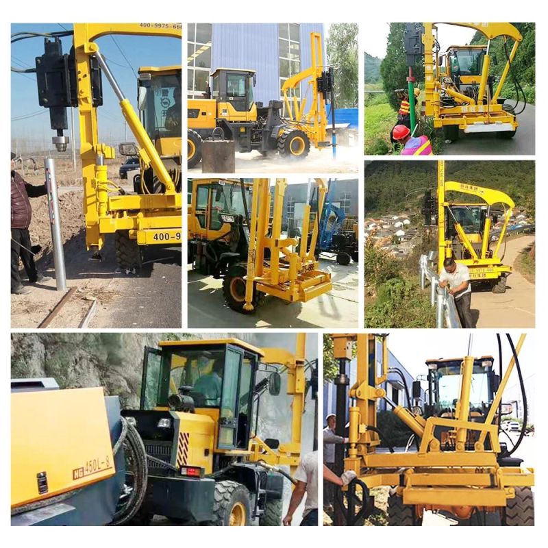 Integrating Driving, Pulling and Drilling Effect Drill Depth 1650mm Drilling Rig Hydraulic Post Installation Highway Guardrail Wheeled Pile Driver