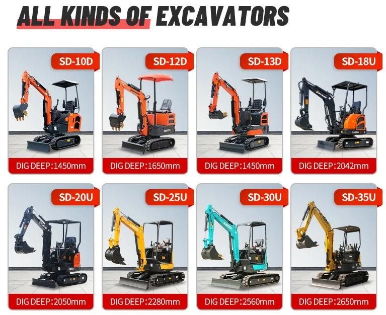 Shanding Hydraulic Crawler Excavator Miniescavatore Mini Excavators