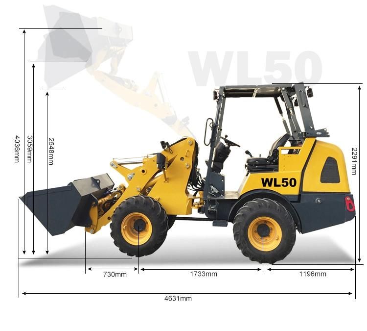 China New Small Wheel Loader Wl25/Wl35/Wl50 with CE & EPA for Sale