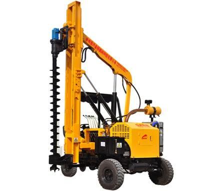 Hydraulic Wheel Type Helical Pile Driver for Highway Guardrail Construction