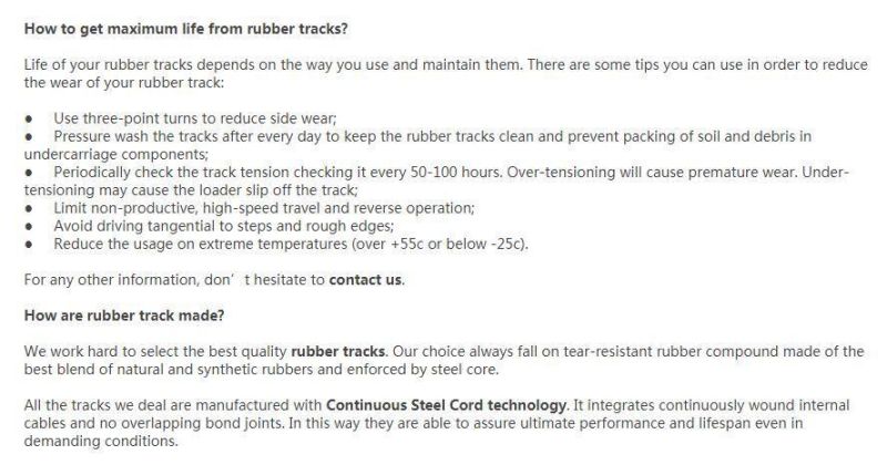 High Quality Mini Rubber Track Snowcat Rubber Track Rubber Crawler Track for Sale