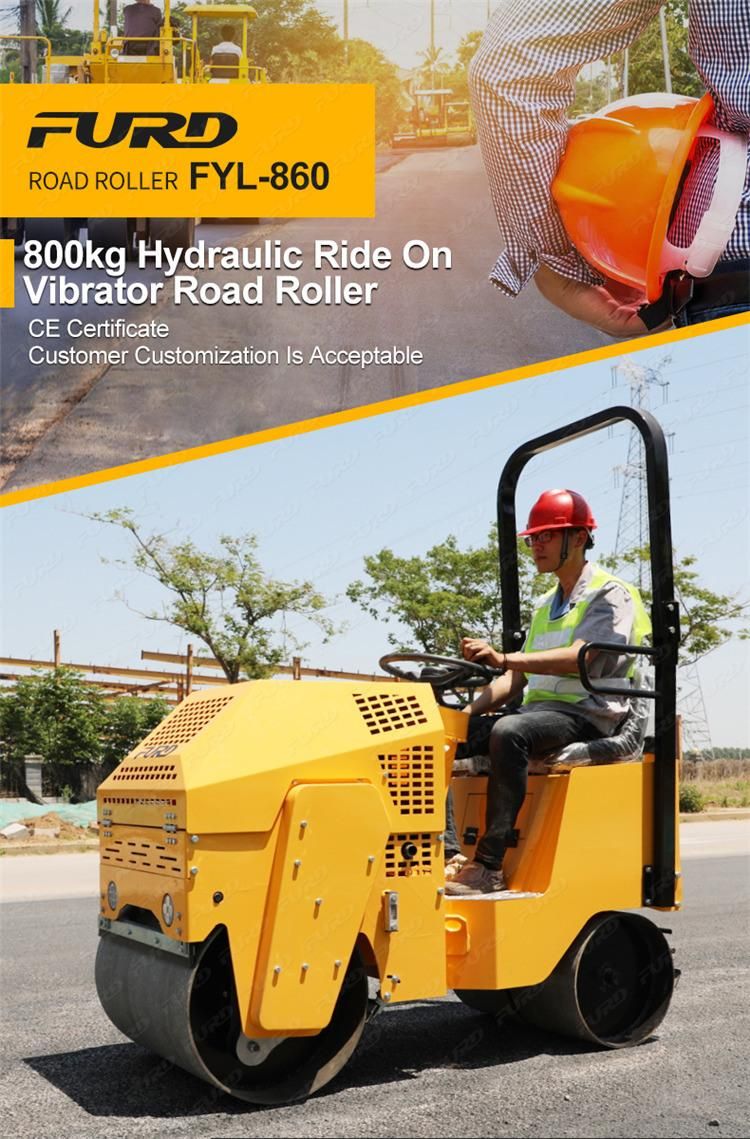 High Performance 800kg Small Full Hydraulic Double Drum Road Roller with Low Price