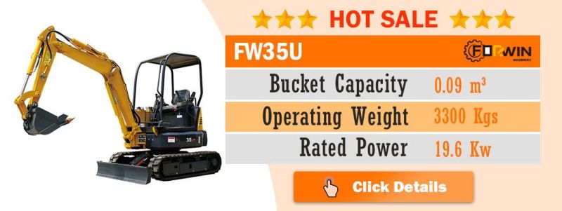 China High Standard 2.7 T Small Backhoe Digger Fw25u Mini Hydraulic Pump Rubber Crawler Track Excavators with Canopy Cheap Price for Sale