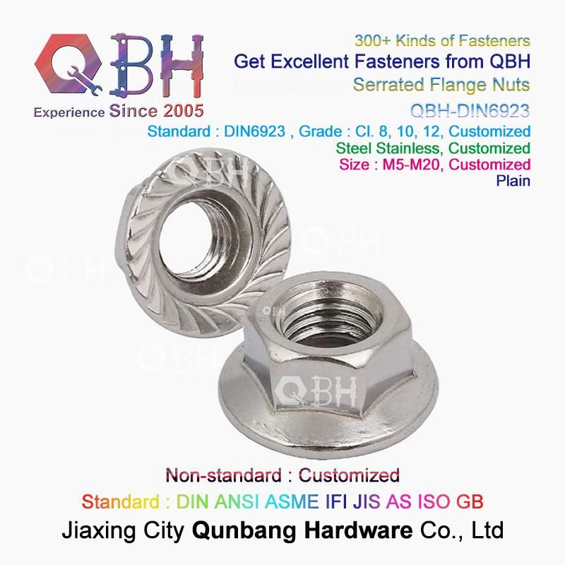 Qbh DIN6923 Customized Stainless Steel Serrated Toothed Flange Nut Machine Machinery Machining Maintaining Repairing Replace Replacement Spare Parts