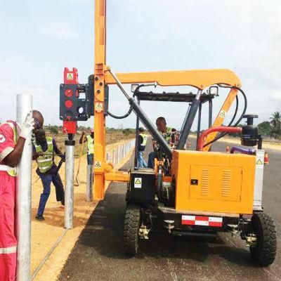 Self-Propelled Hydraulic Piling Machine with Function of Driling Guardrail Column