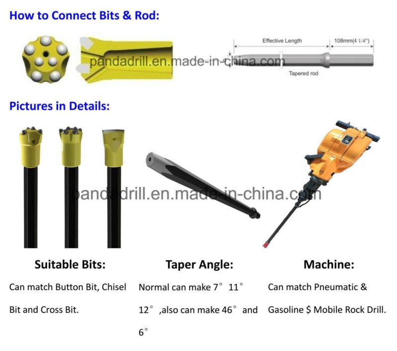 H22 Hot Sale Rock Drill Rod/Taper Mining Rock Drill Rod/Taper Shank Rock Drill Bit