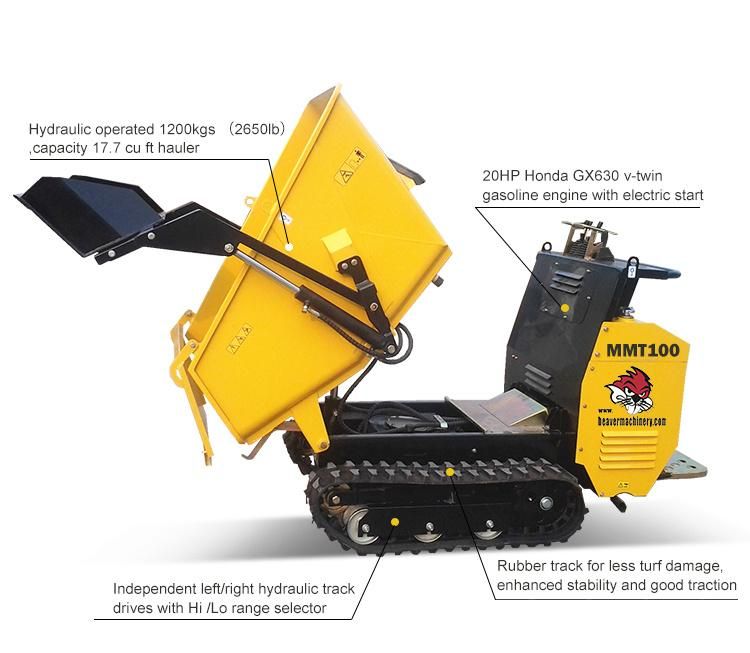 China Hot-Selling Mini Small Dumper Mmt60/Mmt100 with Bucket Is on Sale