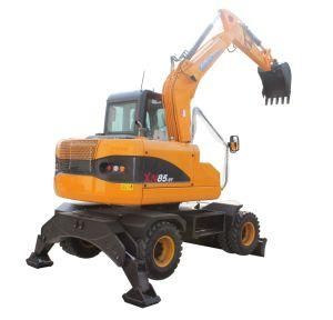Hot Sale Small Excavator Xn85-9 Wheel Engineering Equipment Backhoe Wheel Digger