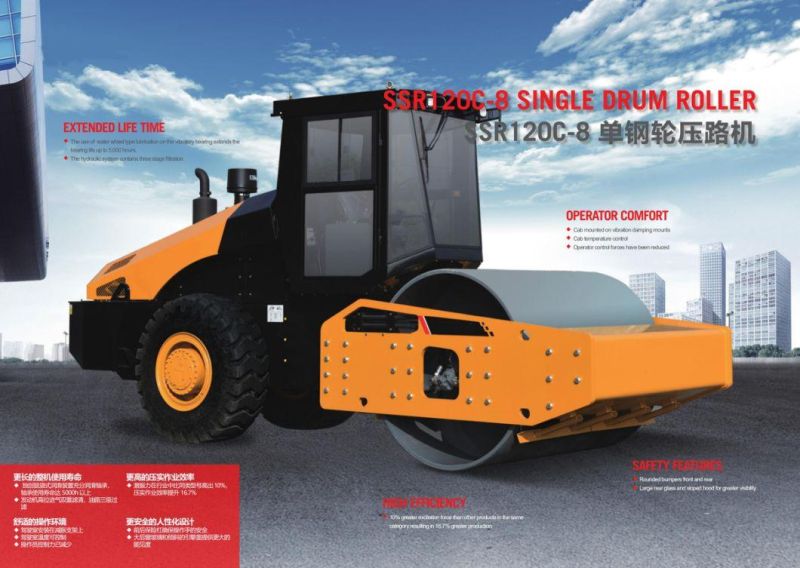 Road Construction Machine 12ton Vibratory Roller SSR120c-10c Double Drum Road Roller Static Hydraulic Single Drum Vibration Road Roller for Asphalt Compactor