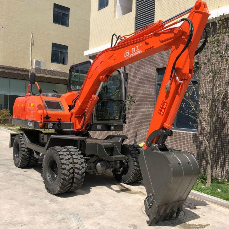 6ton Mechanical Transmission Wheel Digger Mini Excavators Backhoe Wheeled Excavator