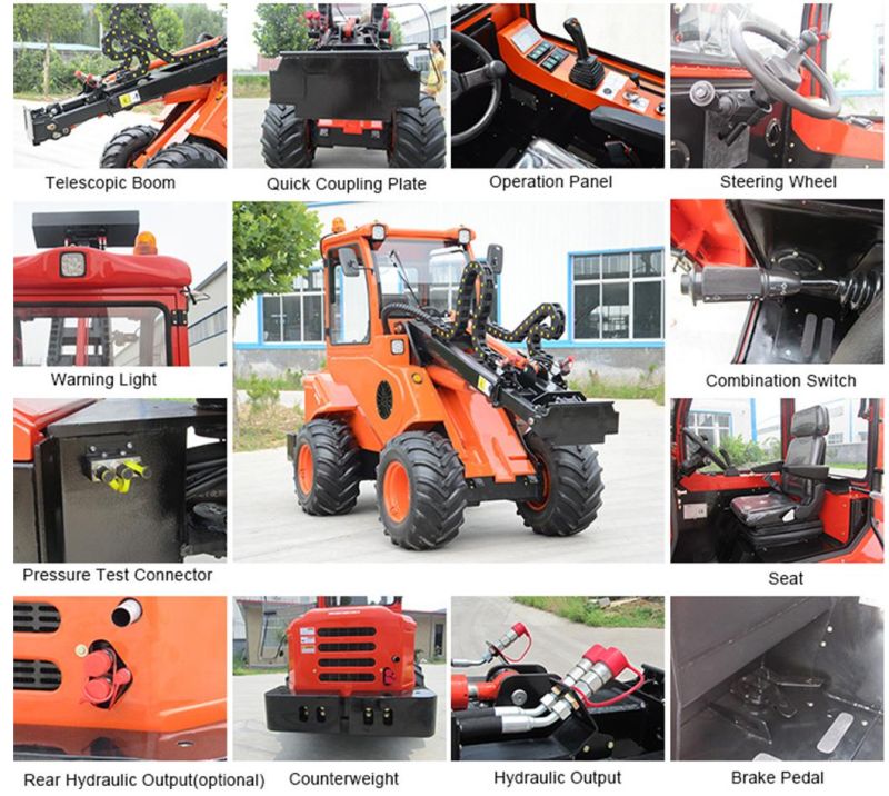 800-1200kg Payload Mini Articulated Wheel Loader Small Telescopic Loader