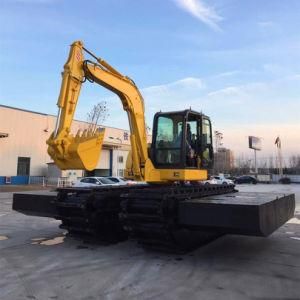 Factory Price Land and Water Excavator with Floating Tank Pontoon Tracks Mini Amphibious Swamp Buggy Excavator with Dredging Pump for Sale