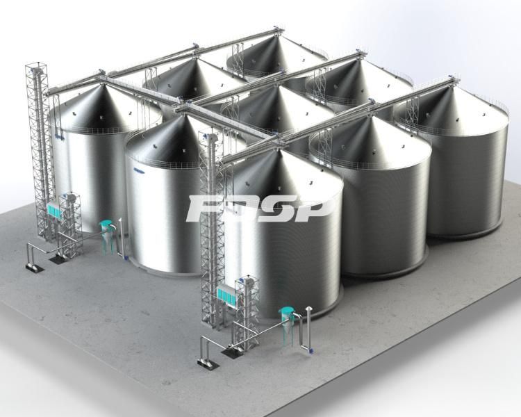 2021 New Design 9-6000t Corn Maize Silo Steel Grain Silo with Conic Base