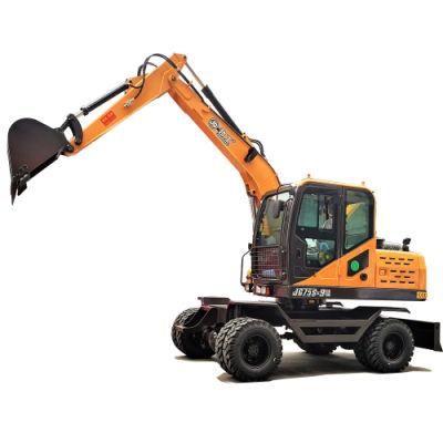 Jg75s-9 7 Ton Mini Digging Machine Wheeled Excavator