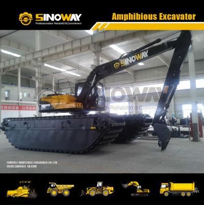 20ton Swamp Buggy Excavator with Side Pontoons and Spud Pile
