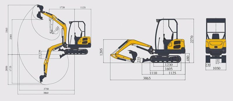 Lugong 1.8ton Small Home Use Garden Rubber Track Crawler Mini Bagger/ Digger/ Excavator