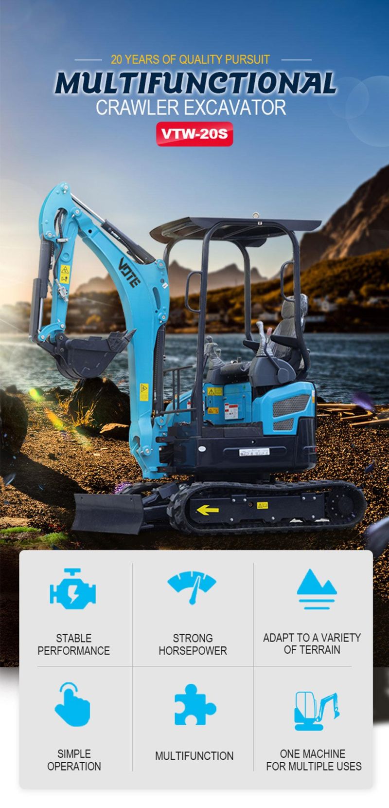 New 2 Ton Small Digger China Factory Direct Sale Mini Excavator with EPA for Sale