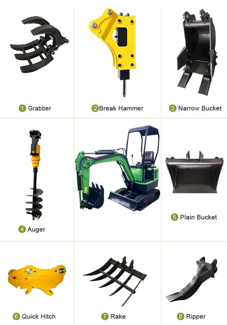 Hot Selling Tree Planting 1ton Mini Digger Chinese Excavator with 380mm Bucket and Canopy
