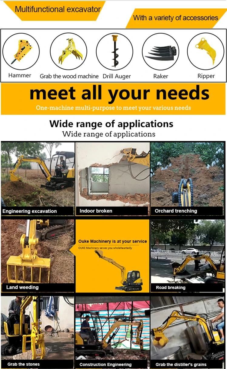 Rubber Track Crawler Excavator Mini Excavator 0.8t, 1.5t Cheap Farm Digging Machine for Sale in Europe