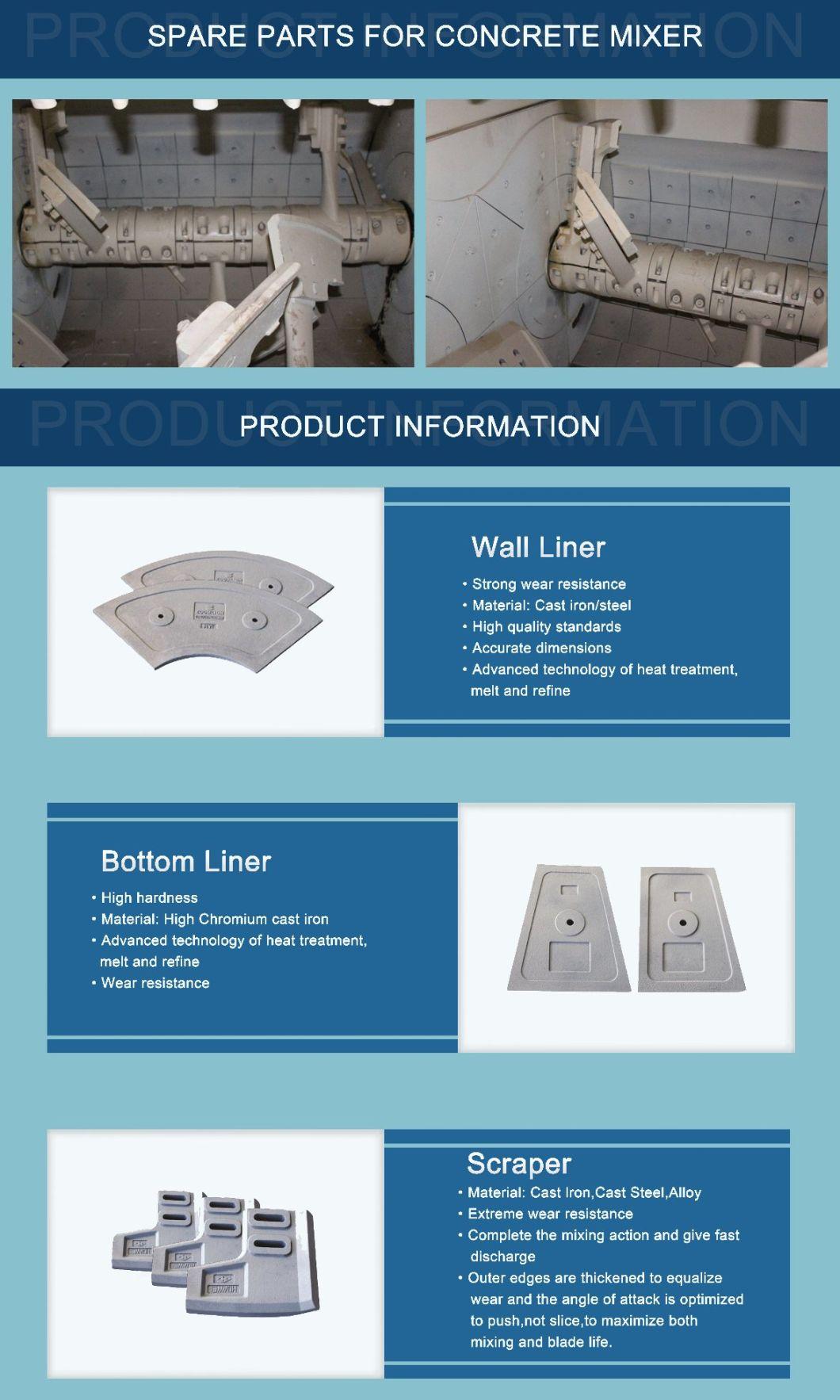 Concrete Mixer Casting Wear Resistant Spare Parts Mixing Blade Shovel Arm Liner