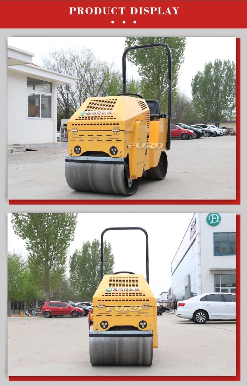 High Efficient 800kg Vibratory Riding on Double Steel Wheel Road Roller