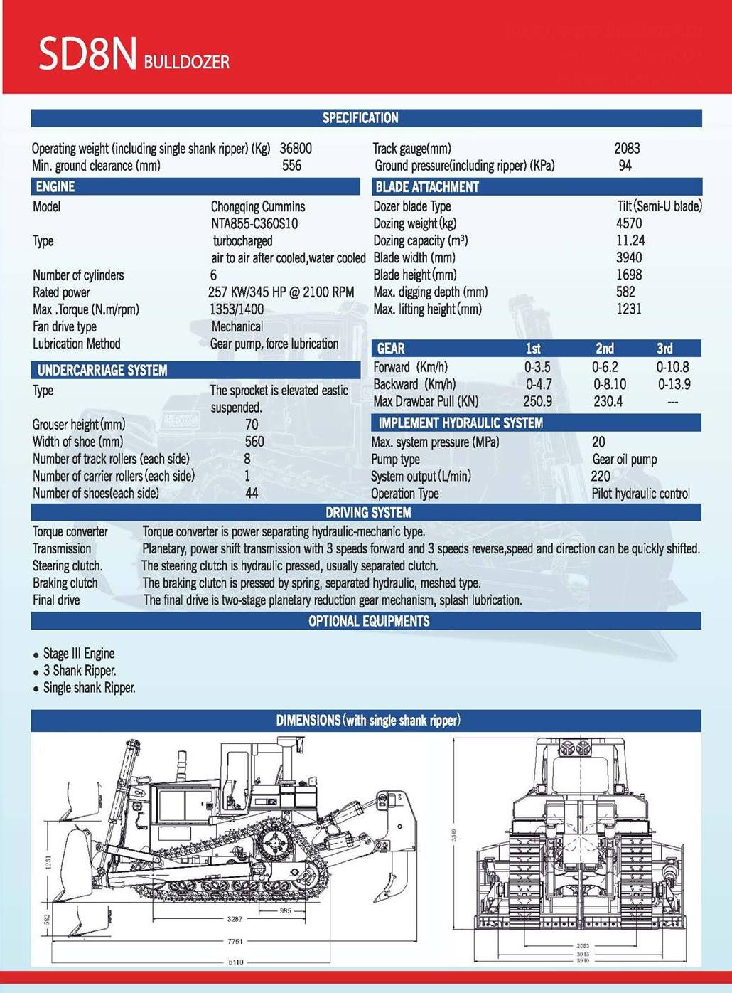 Hbxg Tilt Track Bulldozer SD8n