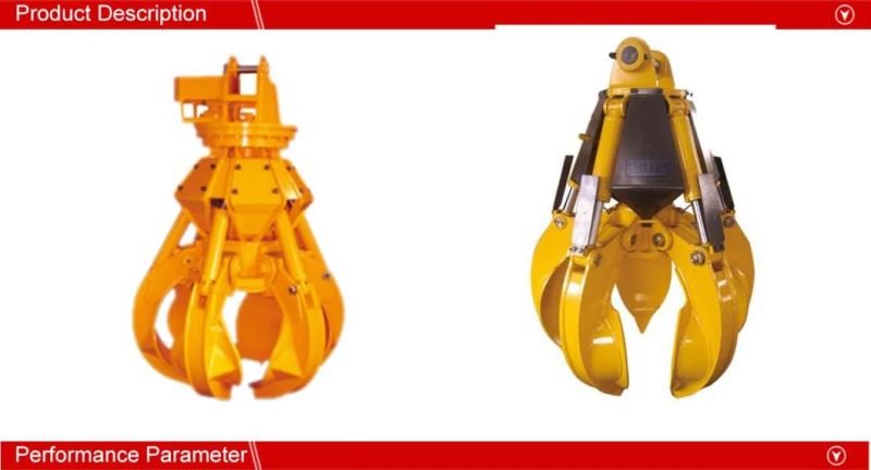 Construction Machinery Parts Hydraulic Grapple Excavator Attachment Hydraulic Grab Bucket Attachment for Digging and Loading