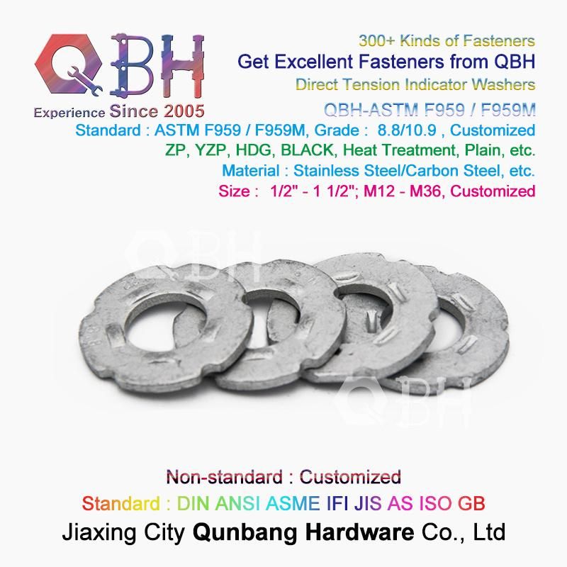 Qbh Customized OEM ODM ASTM F959 F959m Direct Tension Indicator Dacromet Black HDG Zp Yzp Plain Geomet Heat Treatment Washers Shims for A325 / A490 Bolt