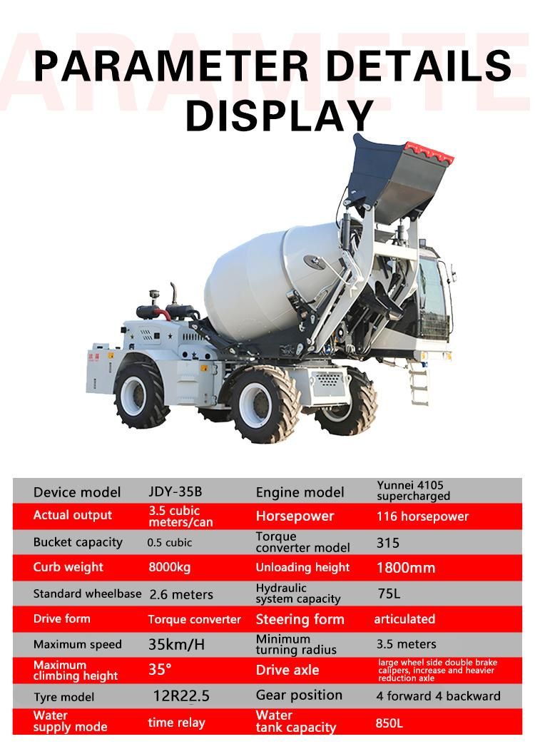 3.5m3 Diesel Engine Self Feeding Concrete Mixer Mobile Concrete Mixer Concrete Truck Mixer