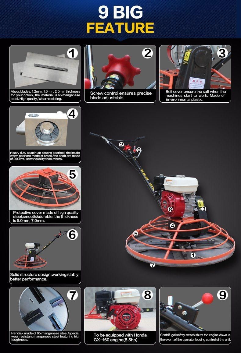 900mm Gasoline Concrete Power Trowel Machine Petrol Engine Trowel Machine