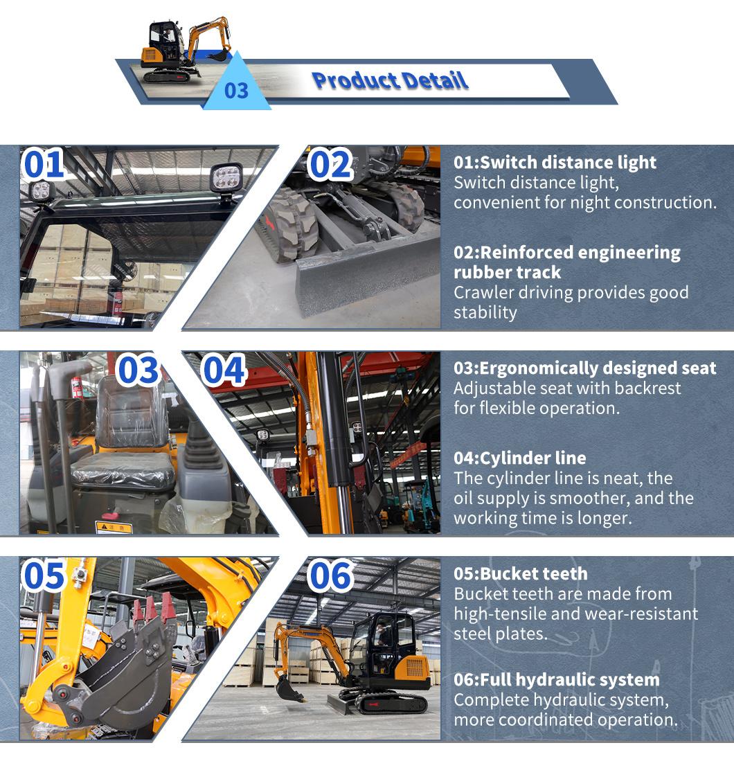 Customizable 2 Ton China Mini Excavators Bucket Rod Length Crawler Digger
