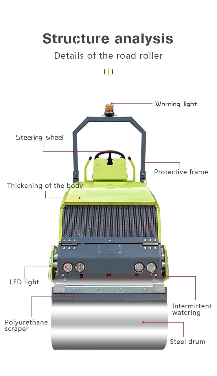 Construction Machine 2 Ton Hydraulic Double Drum Road Roller Vibratory Roller