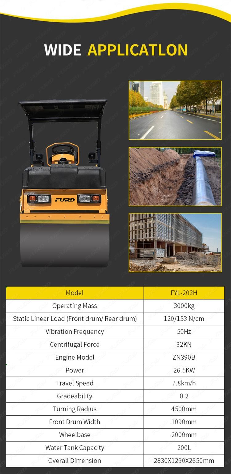 3 Ton Road Roller Asphalt Vibratory Roller Road Compactor