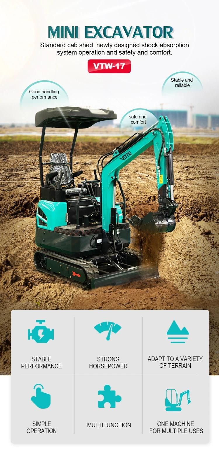 CE EPA Chinese Manufacturer′s New 1.7 Ton Mini Excavator Suitable for Small Projects and Farms