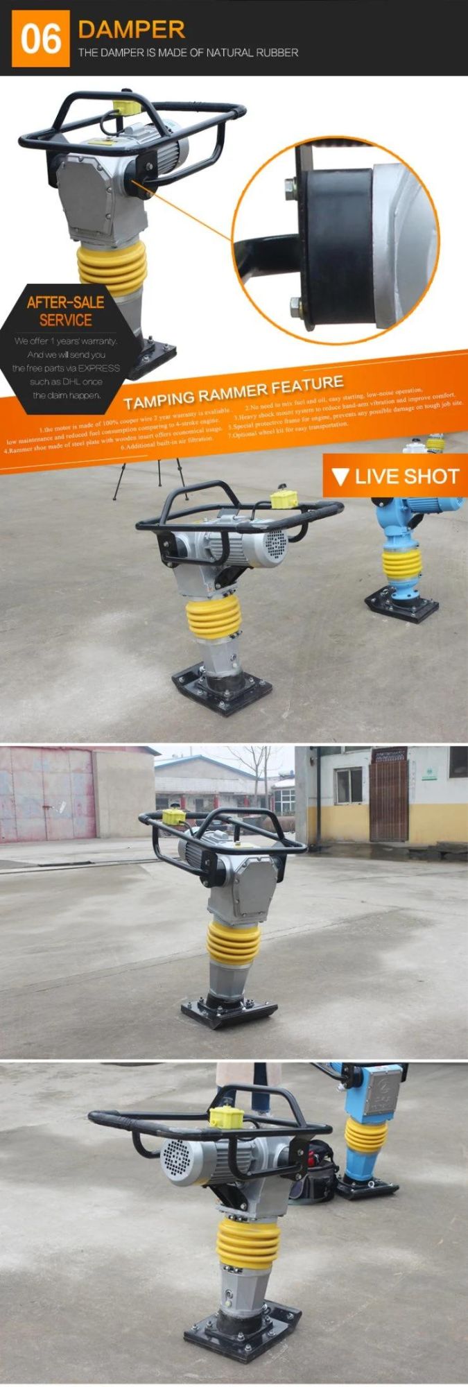 Electric Engine Tamper Rammer 90 Type Vibration Tamping Rammer with Bellows