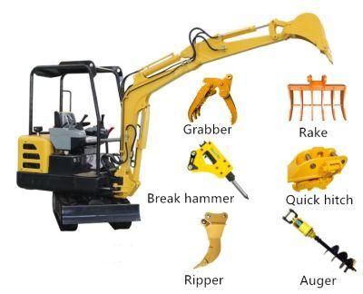 Multi-Purpose Mini Small Digger Machine Excavator Minibagger for Earthmoving, Crushing, Snatching, Rotary Digging, Loading