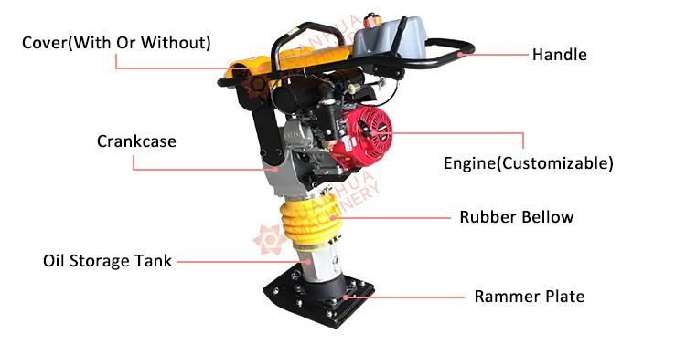 Small Vertical Gasoline Engine Soil Compaction Stamping Jumping Rammer Machine