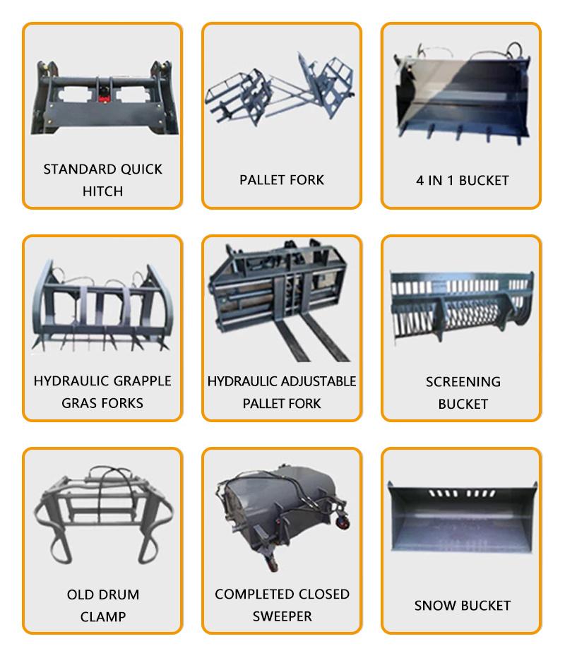 Cheapest Customized Newly Designed 1.2 Ton Construction Machinery Wheel Loader with Attachments
