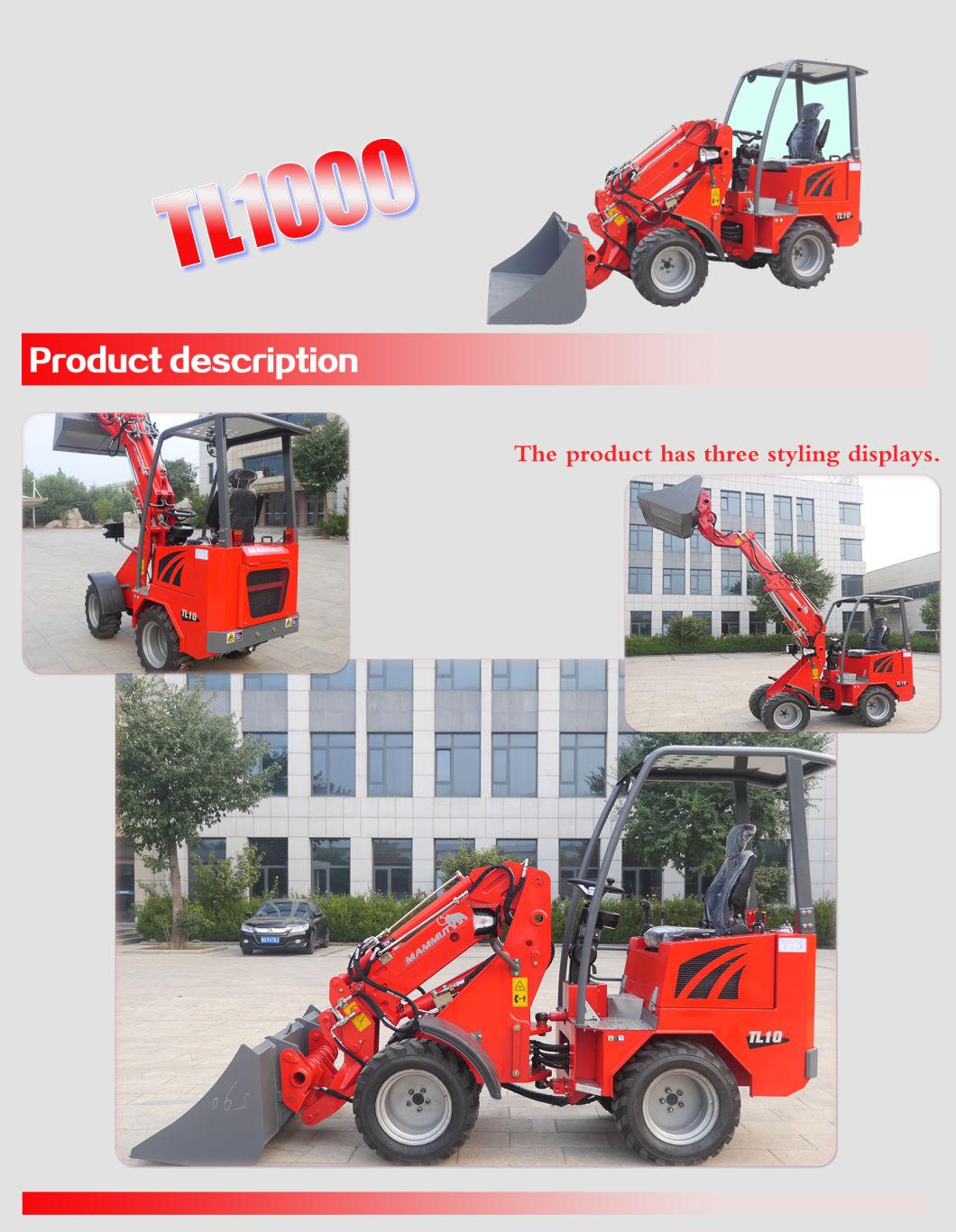 Tl1000 Hydraulic Compact Front Shovel Telescopic Wheel Loader