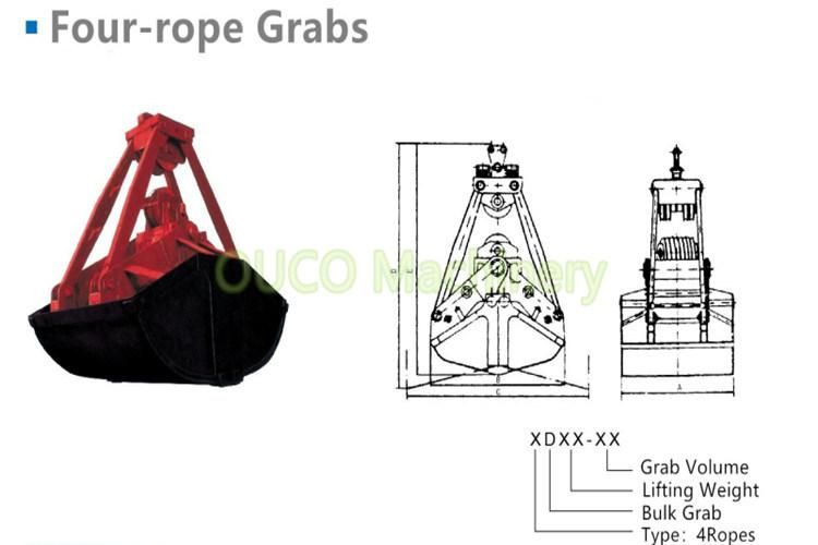 Crane Discharging Clamshell Grab Bucket with Remote Control System