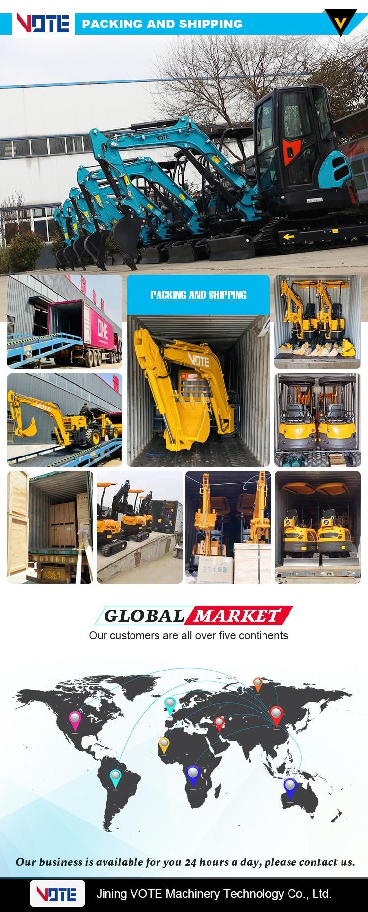 Construction Machinery 1ton Mini Excavator 2ton Mini Digger Canopy or Cabin Air-Conditioned Excavator