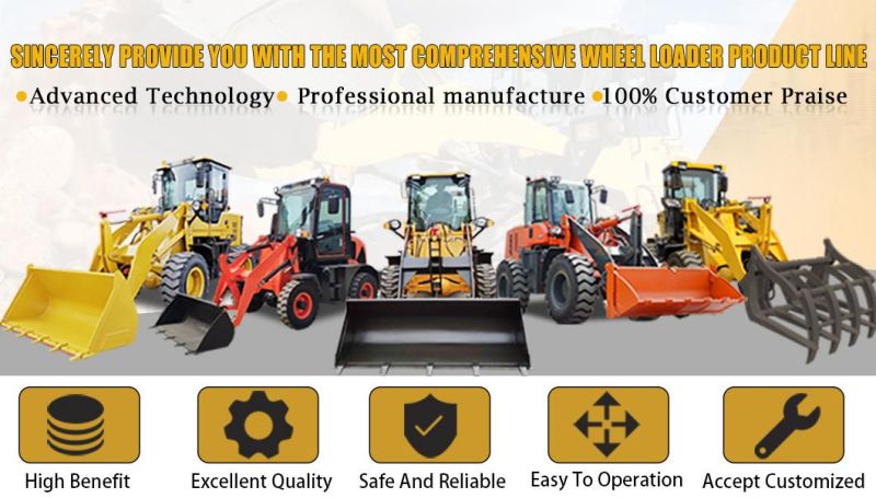Middle and Small Sized Compact 1t 2t 3t 4t 5t Mini Wheel Loader with 4 in 1 Bucket